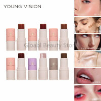 YOUNG VISION Blush Stick Shimmer High Face Bronzer Contour Cream Makeup Blusher Pen เครื่องสำอางกันน้ำติดทนนาน