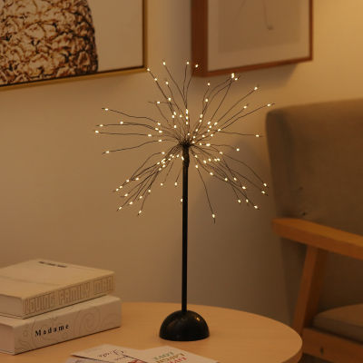 RXUNS USB Table Lamp Copper Wire Christmas Fire Tree Night Light For Holiday Bedroom Indoor Kids Bar Decor LED Fairy Lights