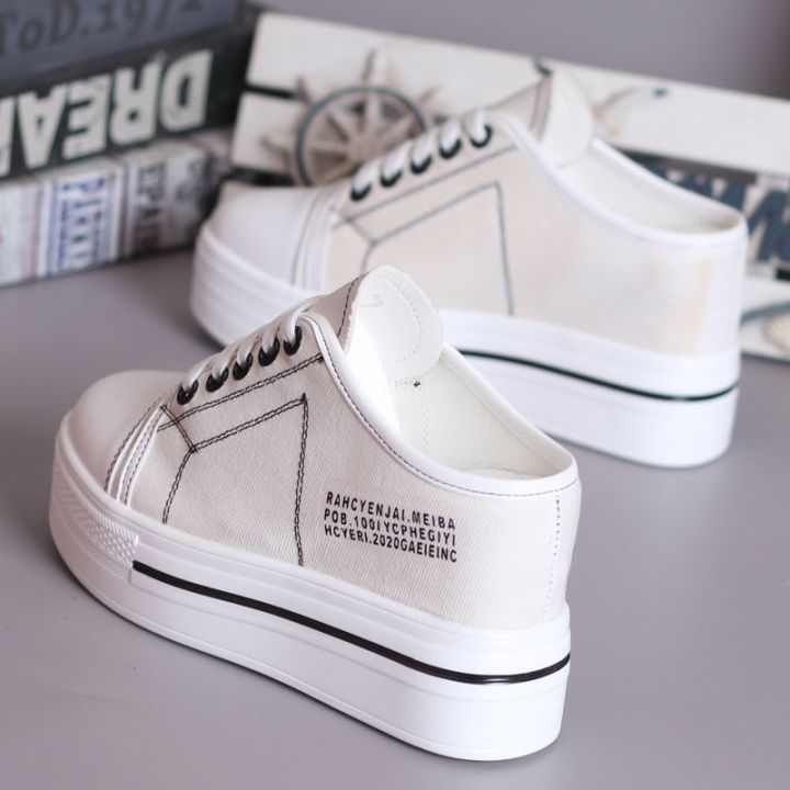 korean-version-spring-summer-white-shoes-women-thick-soled-new-style-inner-heightening-8cm-no-heel-slip-on-lazy-canvas-half-slippers