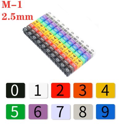 【YF】❍  100pcs  M-1 2.5mm Colored Arabic Numerals M Type CAT 6 Clip Cable Wire 0 to 9 Label Tube