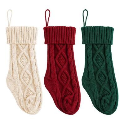 Knitted Christmas Stockings Durable Large Size Cable Knitted Stocking Gift Bag Delicate and Beautiful Scene Arrangement Ornaments for Holiday easy to use