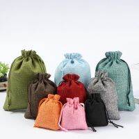 50pcs Drawstring Linen Bags Jute Gift Bags Multi Size Wedding Christmas Candy Storage Bag Jewelry Cloth Bags Can Custom Logo