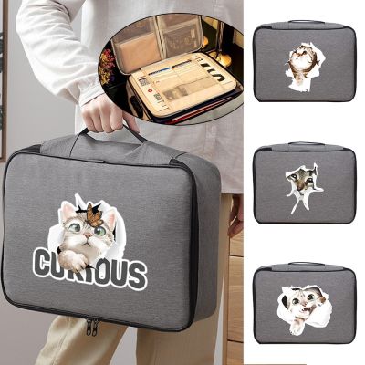 （Layor wallet）กระเป๋าเอกสารอุปกรณ์จัดระเบียบเอกสารสำหรับผู้ชาย,กระเป๋ากระเป๋าถือกระเป๋าเดินทางพิมพ์ลายแมวขนาดใหญ่