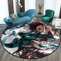 【DT】hot！ Demon Slayer Printed Round for Room Children Floor Rug Bedroom E-sports Non Mats