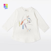 KiddeeCrew เสื้อเด็กผู้หญิง แขนยาวสีขาว  White long-sleeved shirt เหมาะสำหรับ เด็กอายุ 1- 8 ปี