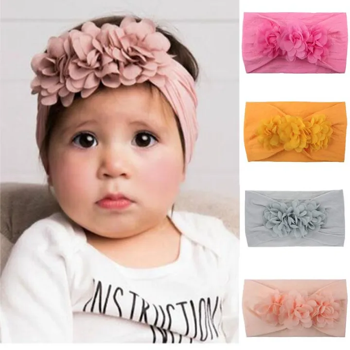 4Pcs Lovely Flower Elastic Soft Nylon Baby Headband Newborn Girl Headbands  Girls Hair Band Summer Baby Hair Accessories | Lazada Singapore