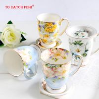 High Quality Ivory Porcelain Elegant Coffee CupCeramic Mugs Luxury British Style Afternoon Tea Cupoffice mug