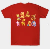 CNY Chineses Dragon ปีใหม่ Red Chothes การ์ตูนช้อนส้อมมีดหมีพูห์วินนี่ (Piglet,Eeyore,Tigger) เสื้อยืดคอกลมผ้าฝ้ายกราฟิกสำหรับผู้ชาย/เสื้อ Gils ชาย Distro Age 1 2 3 4 5 6 7 8 9ปี/เสื้อผ้าแม่ลูก