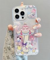 เคสเคสโทรศัพท์มือถือรูปดาวลายการ์ตูน Sanrio Merry-Go-Round Kitty Gemini Littlw ฝาแฝดพร้อมด้วยทรายดูดกลิตเตอร์วิบวับสำหรับ iPhone 14 Pro Max 14 Plus 13 Pro Max ฝาหลังซิลิโคนนิ่มสำหรับ iPhone 11 12 Pro Max เปลือก