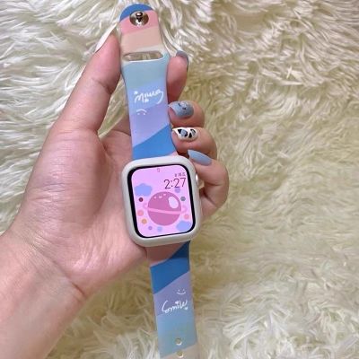 พร้อมส่ง Pastel Rainbow 😊 สายซิลิโคน สายนาฬิกาสีรุ้ง ใช้ได้กับ Watch SE 7 6 5 4 3 2 1 Se X8Max HW22Plus HW37 38 40 41 42 44 45 mm