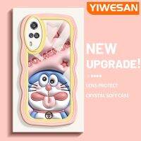 YIWESAN เคสสำหรับ VIVO Y51 2020 Y31 2021 Y51A 2021 Y33 Y53s ลายการ์ตูนดาวโดราเอมอนสีชมพูขอบคลื่นเคสมือถือกันกระแทกแบบใสนิ่มเคสโปร่งใสลายกล้องถ่ายรูปฝาครอบป้องกันซิลิกาเจลที่สร้างสรรค์