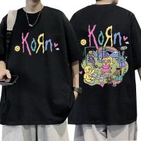 Korn เสื้อยืดลายการ์ตูนวงร็อคเพลงอัลบั้มเสื้อยืดผู้ชายวินเทจโลหะกอธิคโอเวอร์ไซส์เสื้อยืดสตรีทแวร์เสื้อฤดูร้อนแขนสั้น