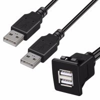 Kabel Ekstensi Dudukan Siram Panel USB 2.0 Port USB Persegi Port USB Ganda dengan Gesper untuk Mobil Truk Perahu Motor Dasbor 3 Kaki