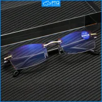 PTQ Reading glasses anti-blue light frameless reading glasses anti-radiation scratch high-definition lightweight 0-4.0