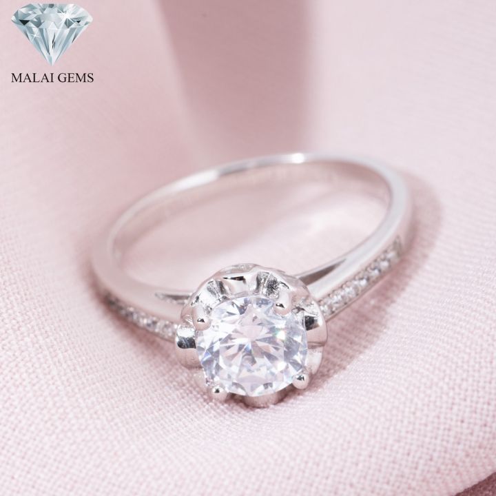 malai-gems-แหวนเพชร-เงินแท้-silver-925-เพชรสวิส-cz-เคลือบทองคำขาว-รุ่น-151-r1495-แถมกล่อง-ต่างหูcz-แหวนเพชรเงินแท้