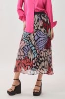 f.fashion กระโปรงพลีทลายผีเสื้อ ผู้หญิง | Butterfly Print Pleated Skirt | 5953