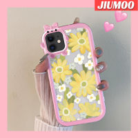 เคส JIUMOO สำหรับ iPhone 12 iPhone 12 Pro Max,เคสแฟชั่นติดโบว์รูปดอกไม้มอนสเตอร์ตัวน้อยกันกระแทกเคสโทรศัพท์โปร่งใสทนทานต่อการขีดข่วนฝาครอบป้องกันเลนส์กล้องถ่ายรูปซิลิกาเจล TPU