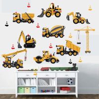 Cartoon Tractor Wall Stickers Transport Cars Decal Decoration for Kids Rooms Boys Children Bedroom