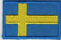 iron on patch Embroidery Country flag Sweden 4.5x3 cm สวีเดน  ธงประจำชาติ ตัวรีด เย็บติดผ้าประเทศไทย โลโก้ปัก มีกาวสำหรับรีด ตกแต่งเสื้อผ้า