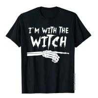 Im With The Witch Funny Couples Halloween IM With The Witch T-Shirt Prevailing Man T Shirts Cotton Tops &amp; Tees Camisa