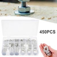 450pcs Aluminum Washers Set Hardware TOOL Accessories Flat Metal Sealing Ring Washers Assorted Gasket Multiple Specifications Nails Screws  Fasteners