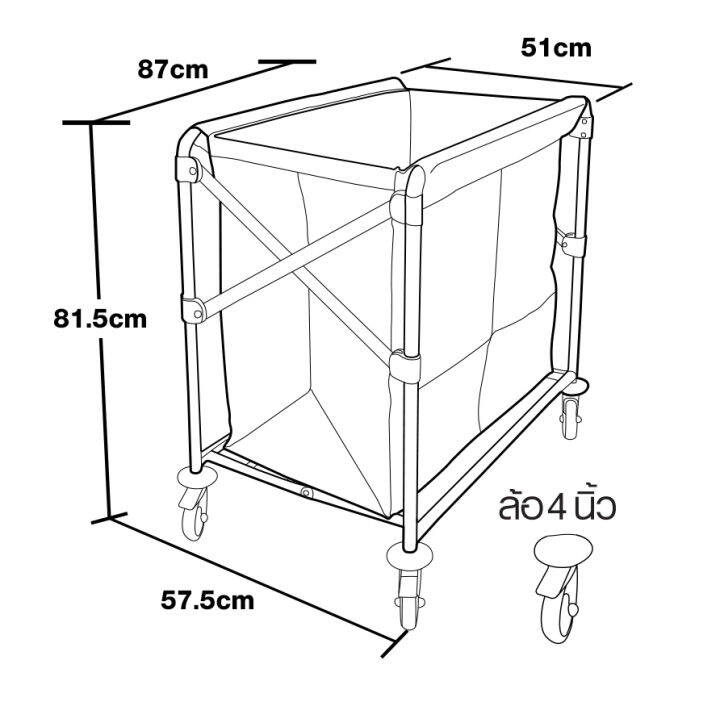 รถเข็นเก็บผ้า-laundry-cart-รถเข็นซักรีด-เป็น-รถเข็นใช้ในโรงแรม-รถเข็นห้องซักรีดโรงพยาบาล