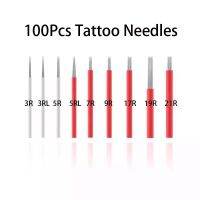 100Pc Tebori Round Needles 3RL/5RL 7/9/17/19/21R Microblading Blades Lamina Shading Hard RL5 Liner Manual Needle for Fog Eyebrow