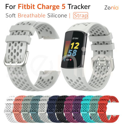Zenia สายนาฬิกาซิลิโคนนิ่มระบายอากาศได้ดี,สายนาฬิกาข้อมือสำหรับ Fitbit Charge 5 Charge5อุปกรณ์เสริมสำหรับกีฬา