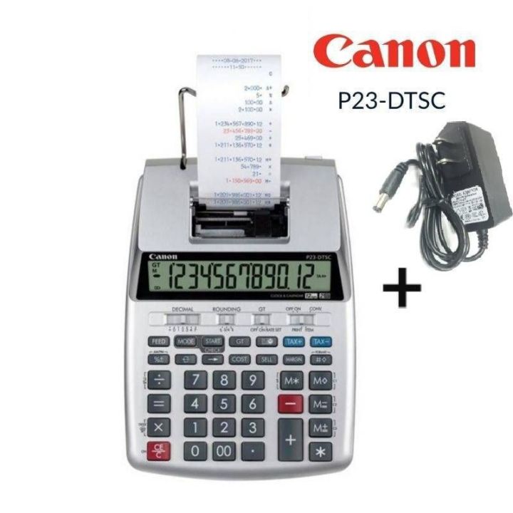 เครื่องคิดเลขตั้งโต๊ะ-12หลัก-canon-p23-dtsc-ll-adapter-พิมพ์กระดาษบันทึก