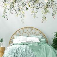 ▼☇ Green Plants Leaves Wall Decals Peel and Stick Large Floral Flower Leaf Vinyl Wall Stickers Removable Vine Home Decor Art for