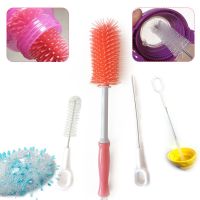 3 Pcs Soft Baby Bottle Brush Bottle and Straw Brush Cleaning Set for Child with Silicone Bottle Brush Nylon Nipple Brush Cups