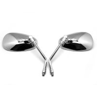 10mm Motorcycle Mirror Chrome Oval Retro Rearview Side Mirrors Universal For Yamaha Cafe Racer Chopper Motorcycle Accessories