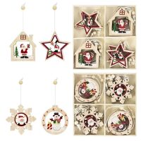 [A Warm]12Pcs คริสต์มาสจี้ไม้ Santa Claus Snowflakes Xmas Tree แขวนเครื่องประดับตกแต่งปีใหม่สำหรับ Home Navidad 2022