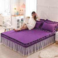 2021Cilected Ins Princess Style Lace Bed Skirt Bedspread Home Bedroom Bed Non-Slip Ruffled Mattress Sheet Protective Cover Decor