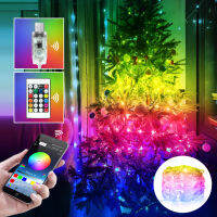 บลูทูธสมาร์ท RGBIC LED Fairy String Light 5V USB Dream Color IP67กันน้ำในร่มกลางแจ้งสำหรับปาร์ตี้วันหยุด Christmas