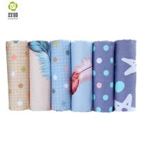 Shuanshuo ผ้าฝ้ายทอลายทแยงขนนก,ผ้าเย็บปะติดปะต่อกัน,DIY จักรเย็บผ้าควิลท์ Fat Quarters วัสดุสำหรับผ้าเด็ก6ชิ้น40x50CM