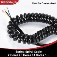 Spring Spiral Cable 2/3/4 Cores Black Stretchable Wire 0.3mm 0.5mm 1.0mm 1.5mm 2.5mm 13-22AWG Telescopic Power Extension Cord