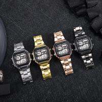 Jam Tangan Elektronik กันน้ำสแตนเลสอัลลอยด์สแควร์นาฬิกาข้อมือนักเรียนนาฬิกากีฬา Unisex