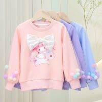 ใหม่เสื้อสเวตเตอร์เด็กผู้หญิงลายน่ารักๆ Sanrio Baju Anak อนิเมะคุโรมิเมโลดี้มีฮู้ดสำหรับเด็กอายุ2-7ปี