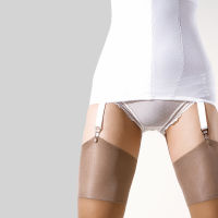 (ร้อน) Shaping Open Bottom Girdle With Garters Vintage Garter Belt With 4 Straps Metal Clip Suspender For Thigh High Stockings S ~ 3XL