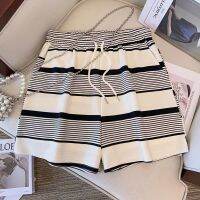 【Ready】? Plus size womens clothing 2023 summer new fat MM high-end stripe design loose fashion jacket shorts two-piece suit