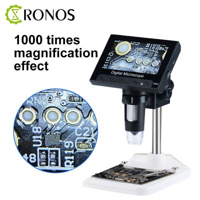 1000X Digital Microscope Electronic Video Microscope 4.3" HD LCD Microscope Phone Repair Magnifier + Metal Stand