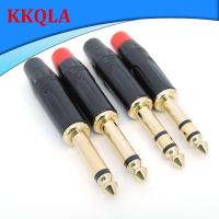 QKKQLA 2 Pole Mono 3 Pole Stereo Jack 6.35mm male Connector Gold-Plated 6.5MM 1/4 Inch Plug Audio Amplifier Microphone Cable wire