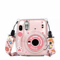 สำหรับ Instax Mini 11 Photo กระเป๋าโปร่งใสเคสคริสตัลเคสสายคล้องสติ๊กเกอร์สามชิ้น Set