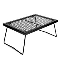 Folding Camping Table Portable Iron Desk Metal Cooking Table Folding Campfire Grill for Outdoor BBQ Backpacking Fishing Hiking