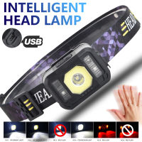 New Induction Headlight USB Charging Night Running Small Headlight LED Red Warning Light Outdoor Headlight