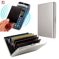 Tempat Kartu Kredit Baja Tahan Karat Pria Ramping Anti Melindungi Travel ID Pemegang Kartu Wanita Dompet Rfid Casing Logam Porte Carte