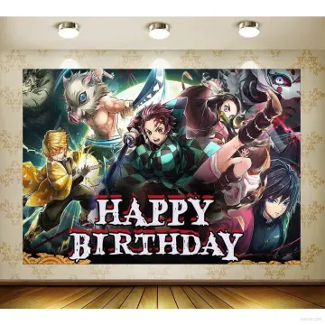 Anime Demon Slayer Birthday Party Decorations Backdrop Photo Background  Banner