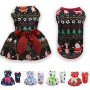 Mujiajia 1PC Puppy Polyester Printed Vest Christmas Princess Dress Dog