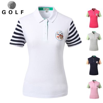 J.LINDEBERG Titleist！Korea ✼❧ New tw Korean golf clothing womens short-sleeved T-shirt golf elastic quick-drying jersey womens slim top
